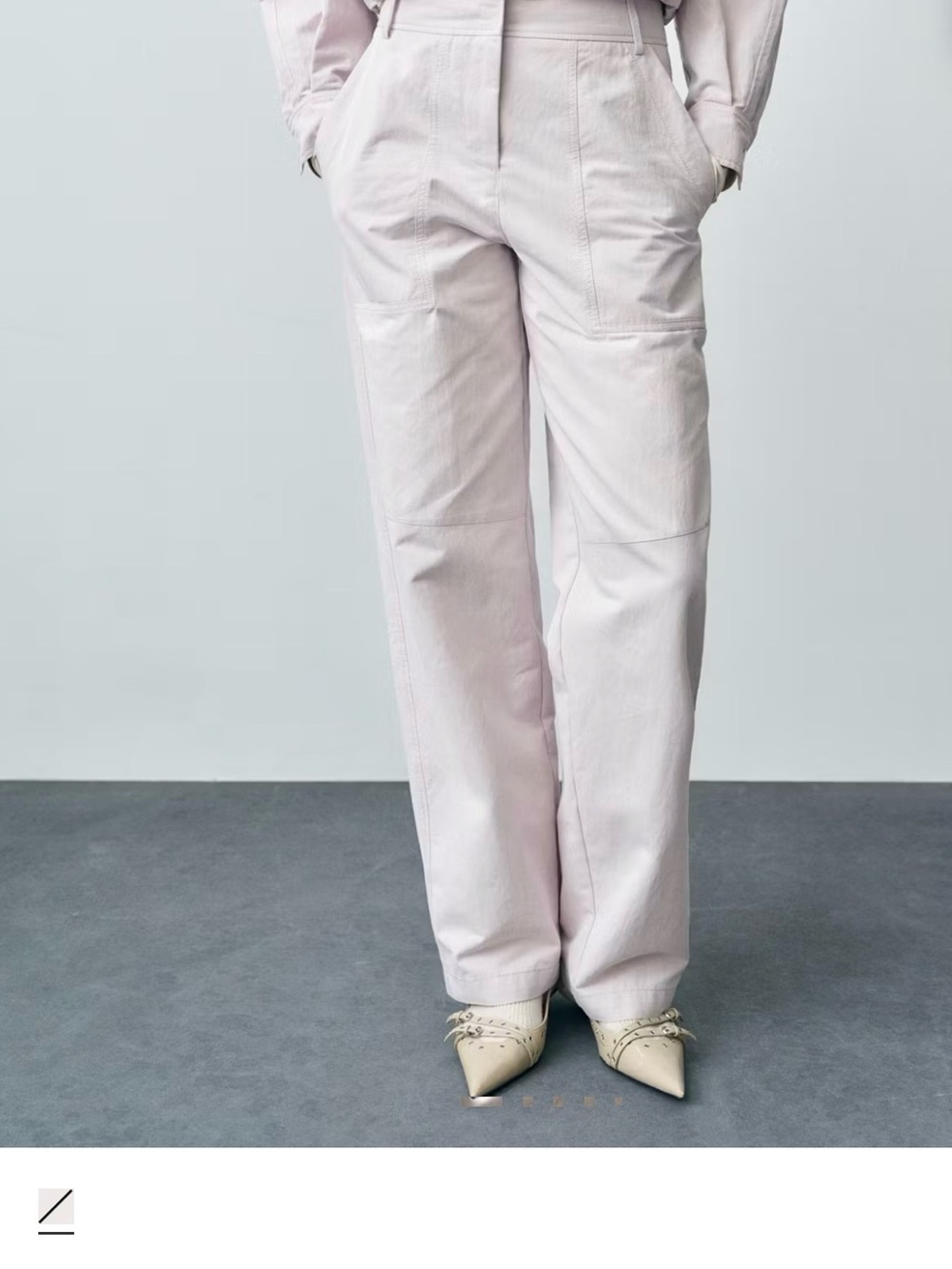 Mango Light Pink Wide-Leg High-Waist Pants